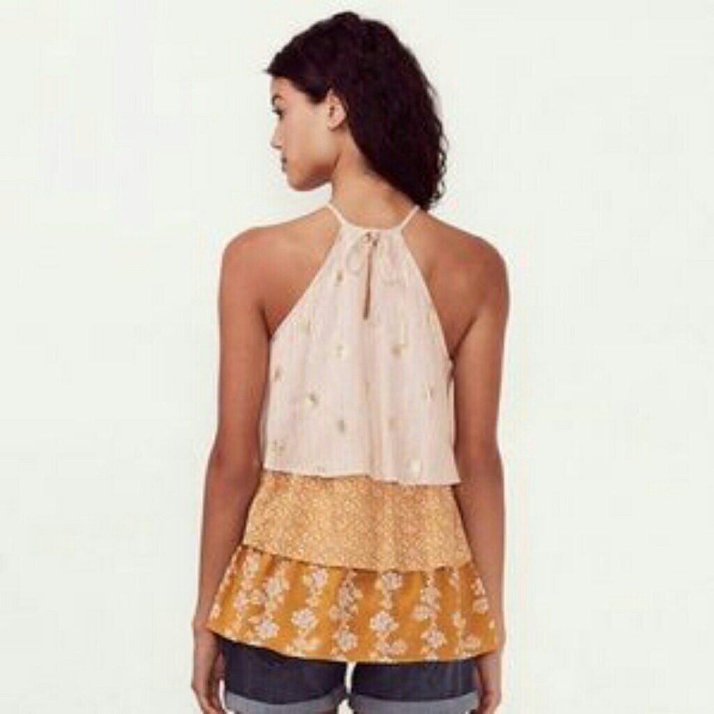 Gold/Orange White Ruffle Top - Picture 2 of 5